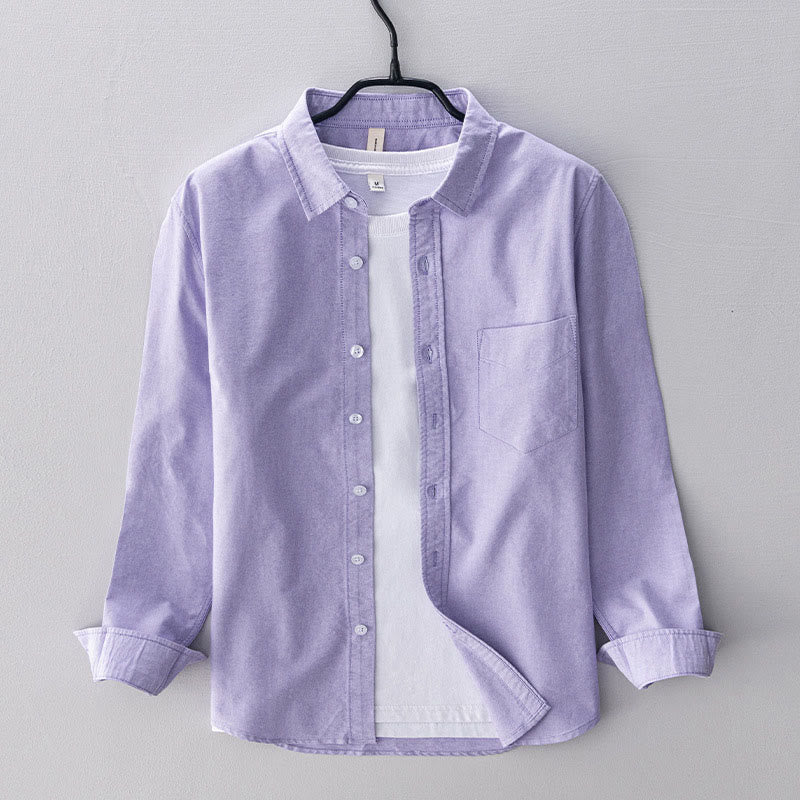 Tactile Cotton Stand Collar Minimalist Meditation Men's Shirt