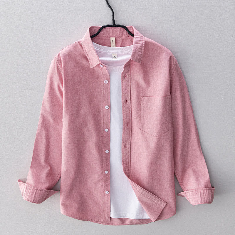 Tactile Cotton Stand Collar Minimalist Meditation Men's Shirt