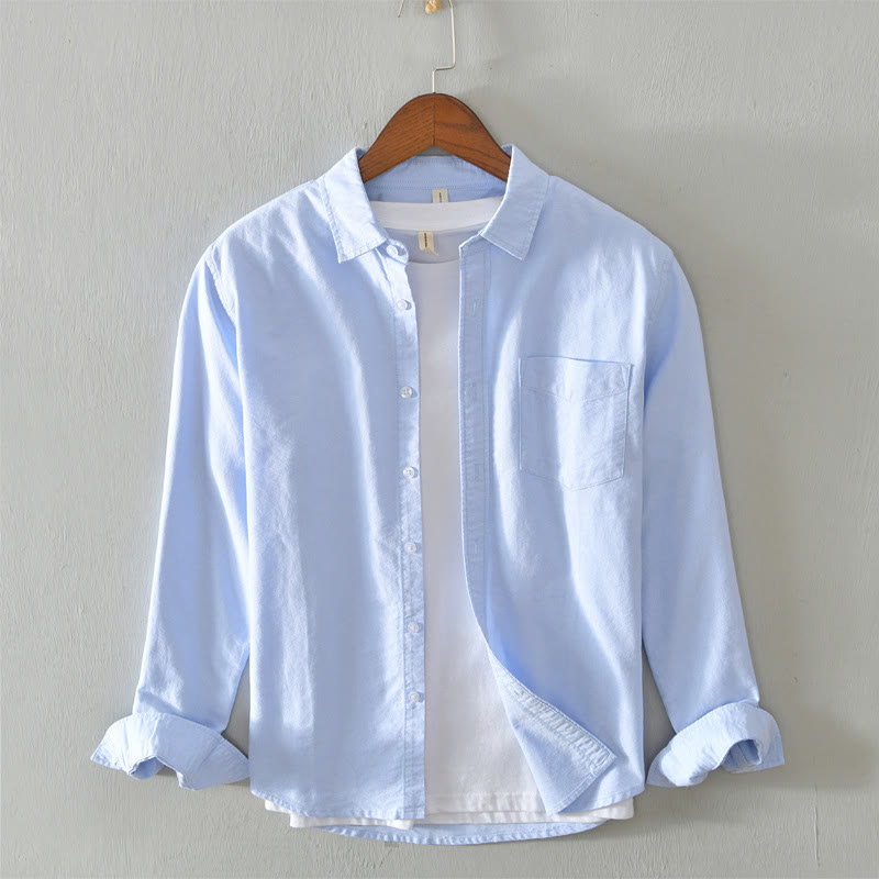 Tactile Cotton Stand Collar Minimalist Meditation Men's Shirt
