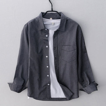 Tactile Cotton Stand Collar Minimalist Meditation Men's Shirt