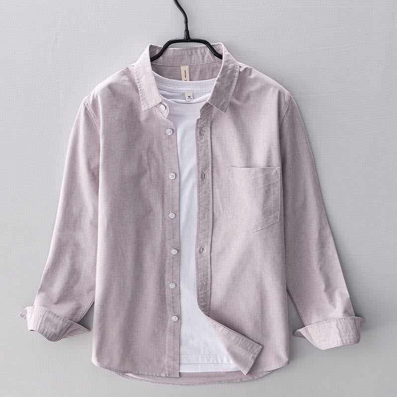 Tactile Cotton Stand Collar Minimalist Meditation Men's Shirt