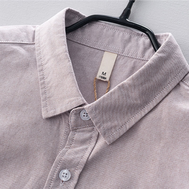 Tactile Cotton Stand Collar Minimalist Meditation Men's Shirt
