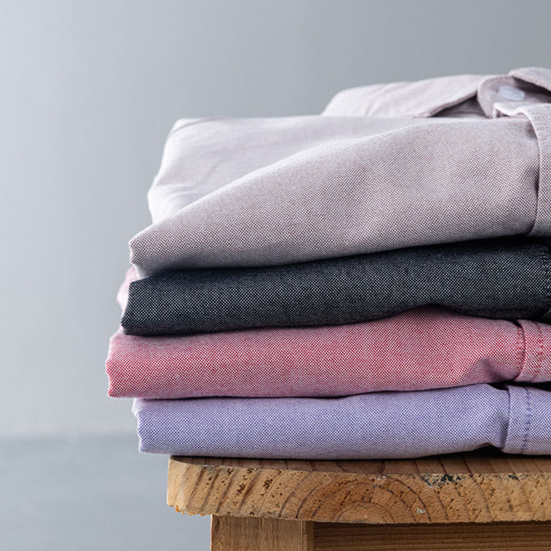 Tactile Cotton Stand Collar Minimalist Meditation Men's Shirt