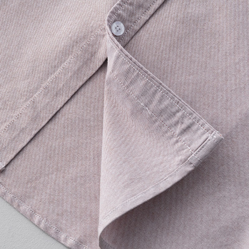 Tactile Cotton Stand Collar Minimalist Meditation Men's Shirt