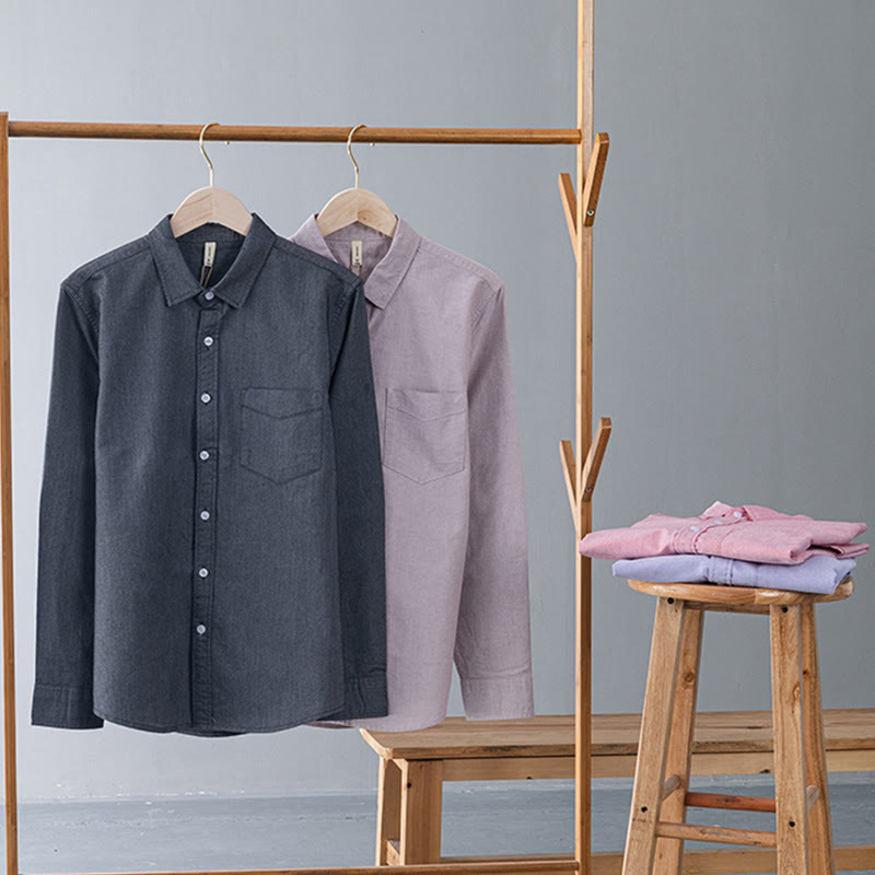 Tactile Cotton Stand Collar Minimalist Meditation Men's Shirt
