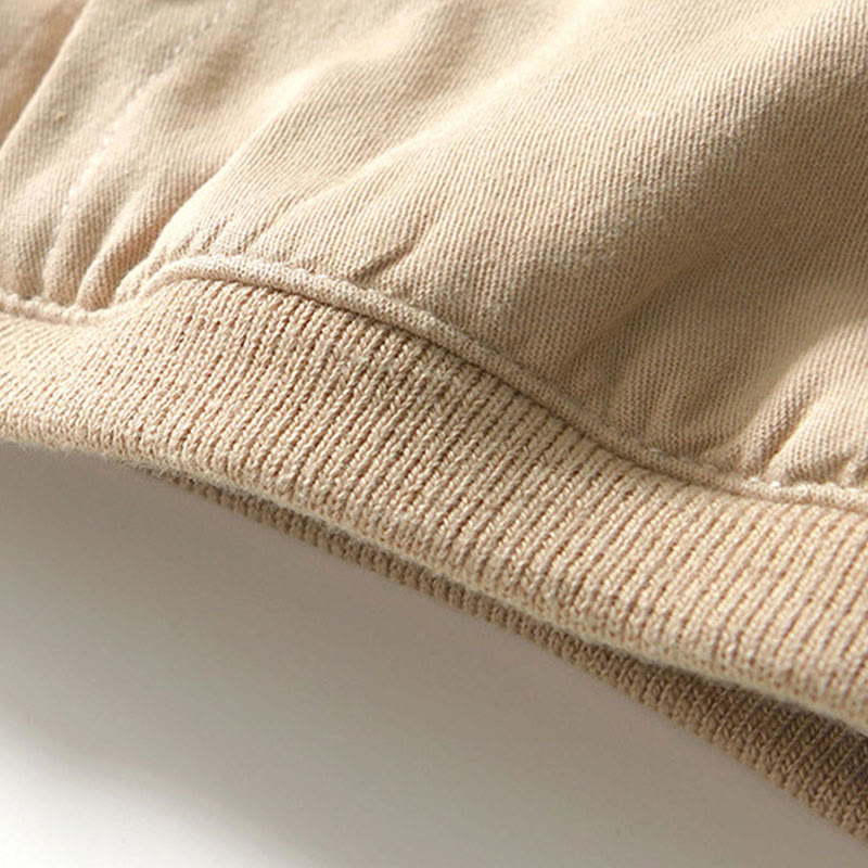 Fall Solid Long Sleeve Buttons Down Men Cotton Shirt With Pockets