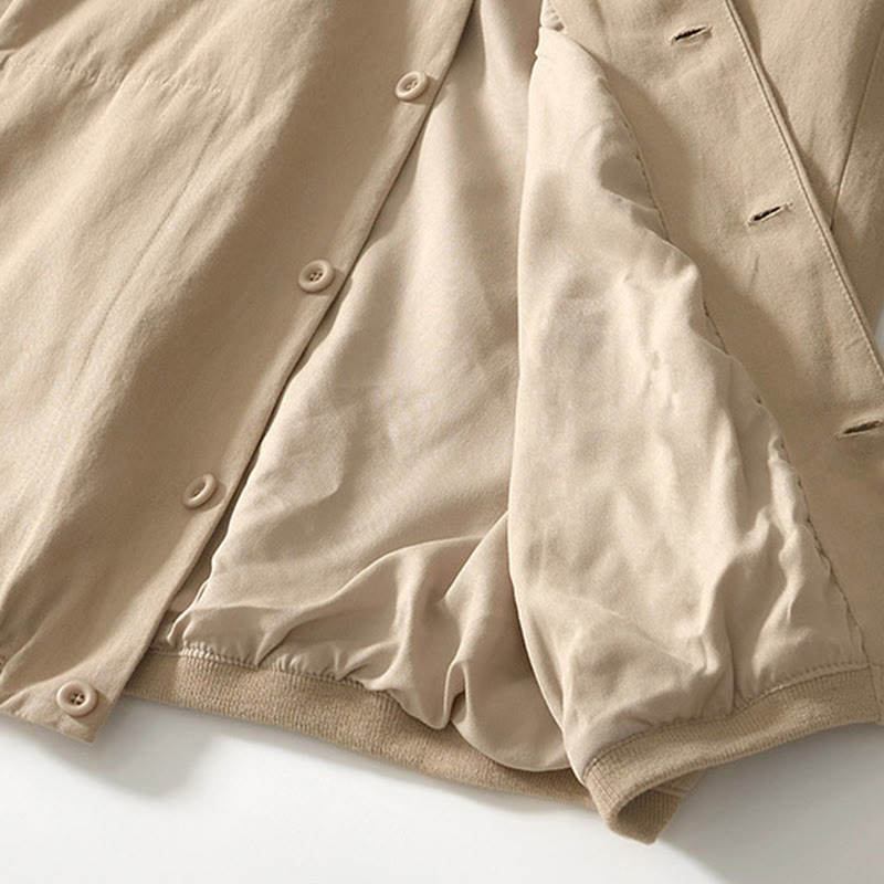 Fall Solid Long Sleeve Buttons Down Men Cotton Shirt With Pockets