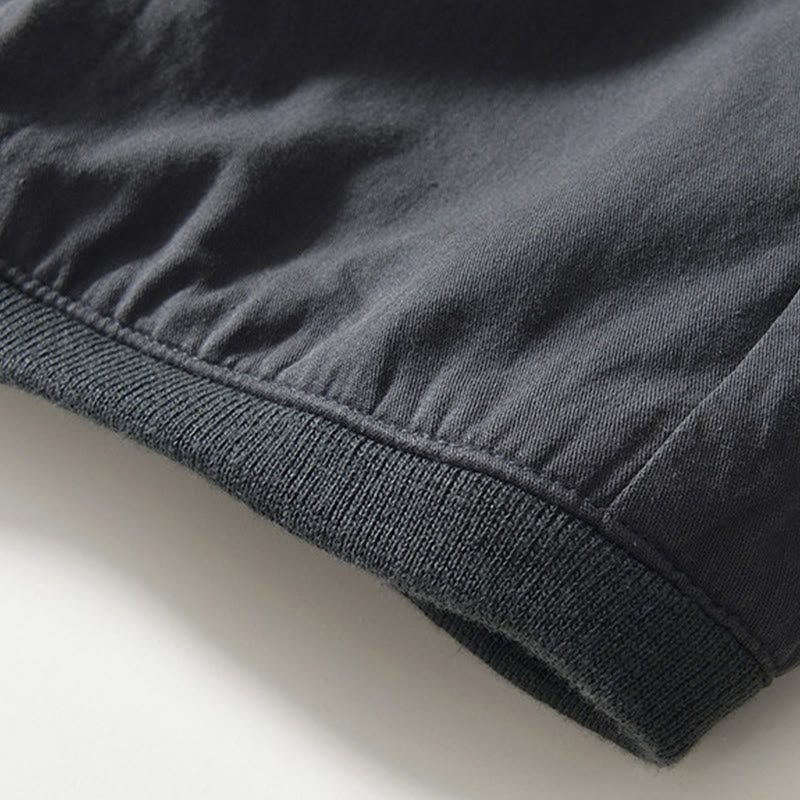 Fall Solid Long Sleeve Buttons Down Men Cotton Shirt With Pockets