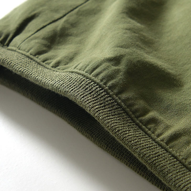 Fall Solid Long Sleeve Buttons Down Men Cotton Shirt With Pockets