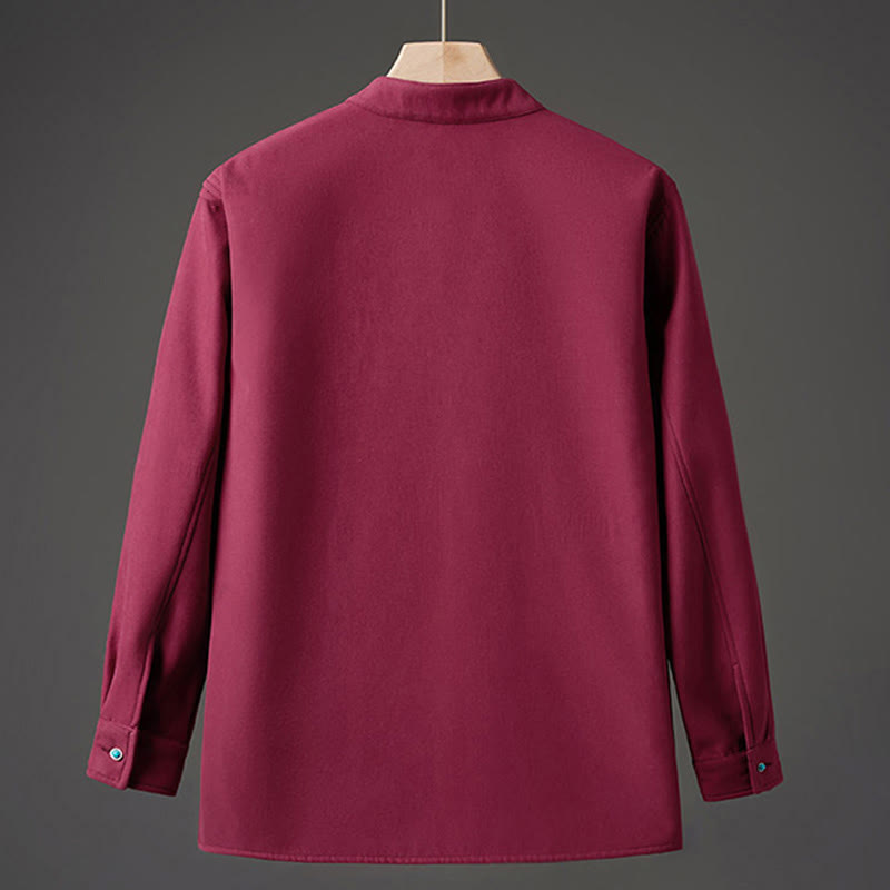 Winter Embroidered Butterfly Ribbon Fleece-Lined Men's Cotton Long Sleeve Jacket