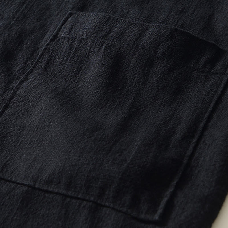 Tactile Ramie Cotton Stand Collar Mindful Men's Shirt