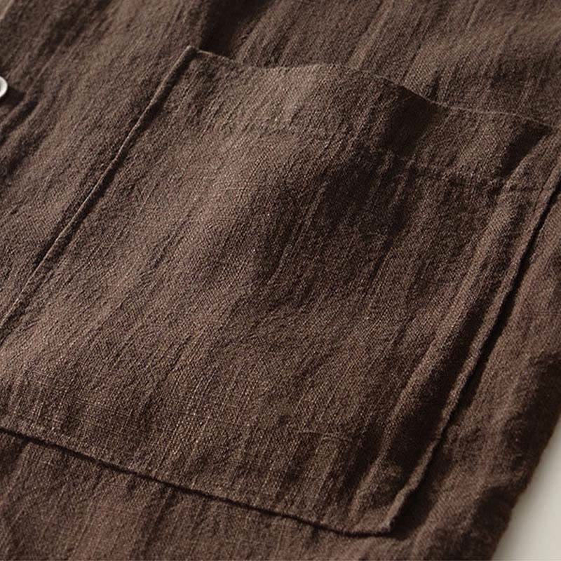 Tactile Ramie Cotton Stand Collar Mindful Men's Shirt