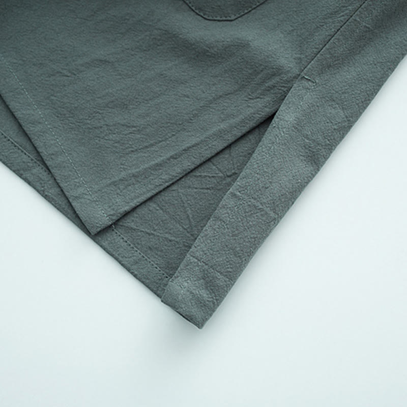 Breathable Cotton Long-Sleeve Frog-Button Meditation Shirt
