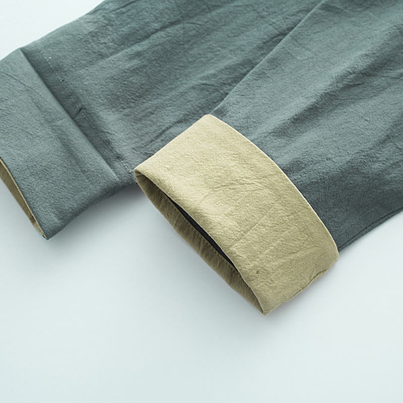 Breathable Cotton Long-Sleeve Frog-Button Meditation Shirt