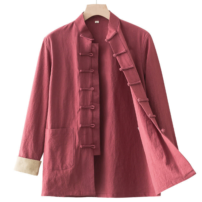 Breathable Cotton Long-Sleeve Frog-Button Meditation Shirt