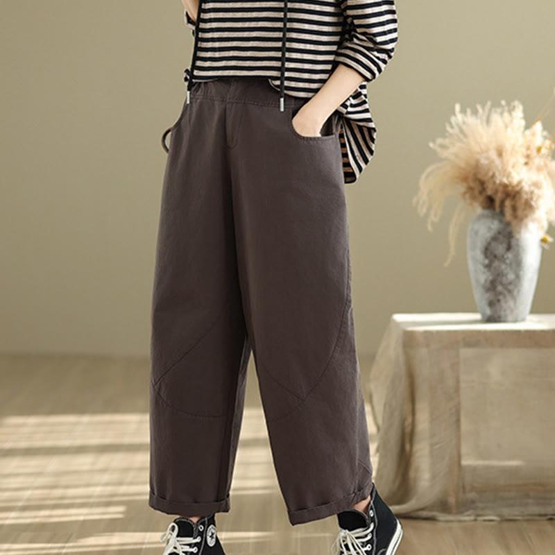 Breathable Cotton-Blend Slim Harem Pants for Daily Meditation and Movement