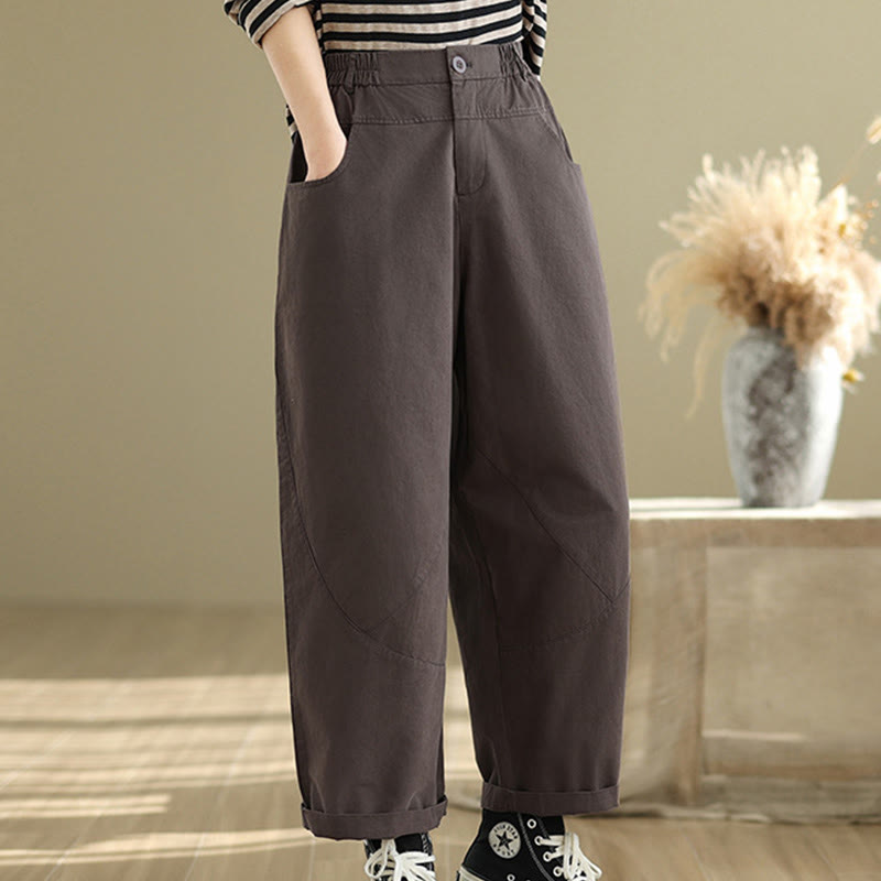 Breathable Cotton-Blend Slim Harem Pants for Daily Meditation and Movement