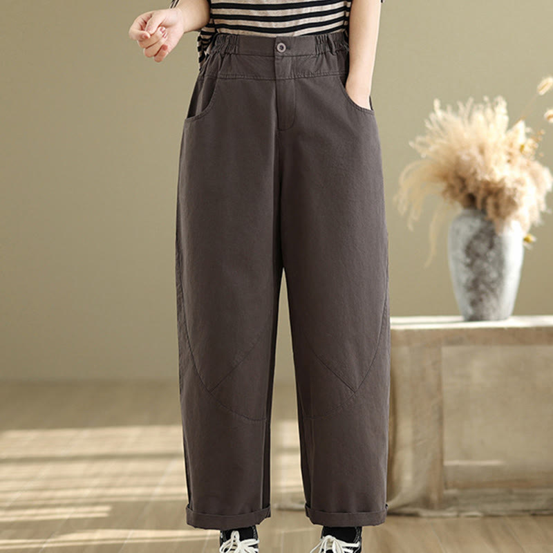 Breathable Cotton-Blend Slim Harem Pants for Daily Meditation and Movement