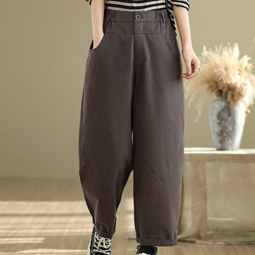 Breathable Cotton-Blend Slim Harem Pants for Daily Meditation and Movement