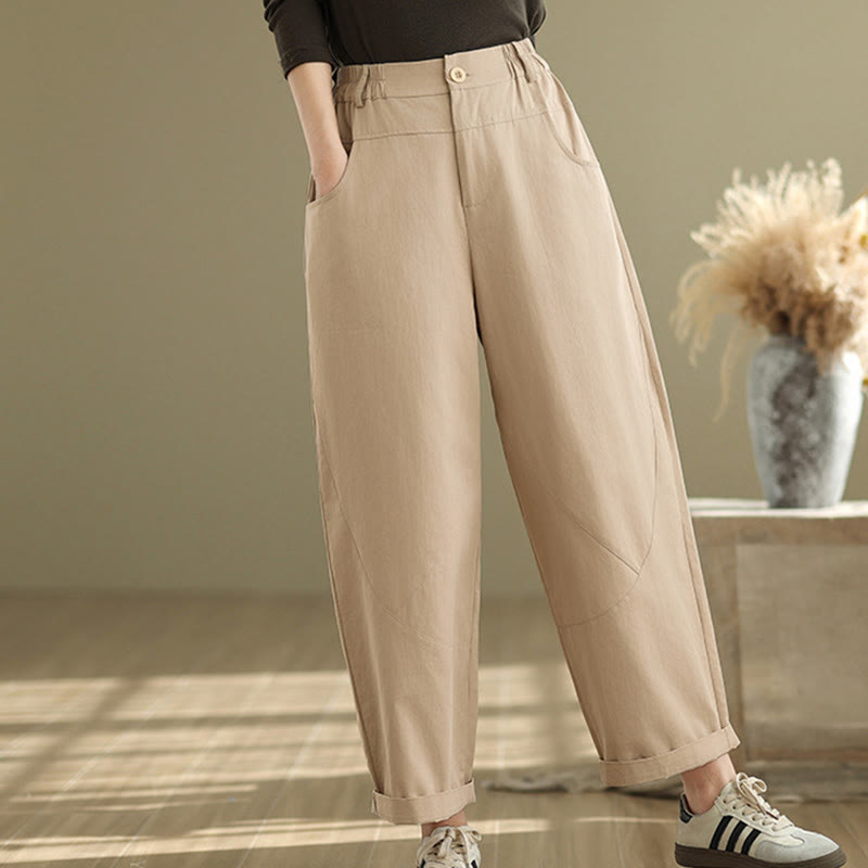 Breathable Cotton-Blend Slim Harem Pants for Daily Meditation and Movement
