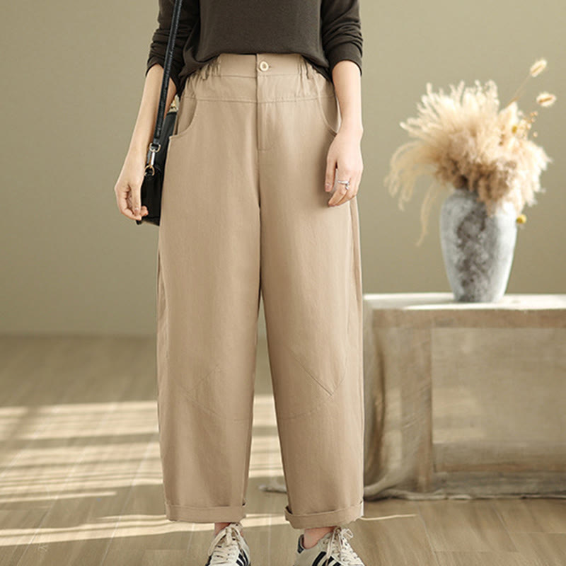 Breathable Cotton-Blend Slim Harem Pants for Daily Meditation and Movement