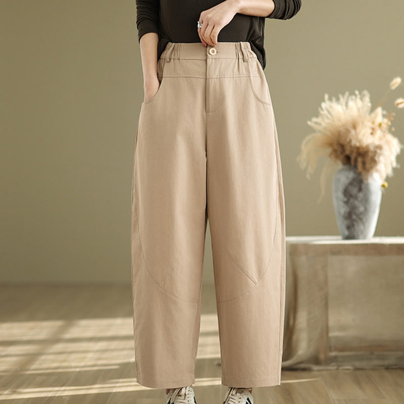 Breathable Cotton-Blend Slim Harem Pants for Daily Meditation and Movement