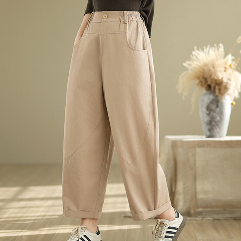 Breathable Cotton-Blend Slim Harem Pants for Daily Meditation and Movement