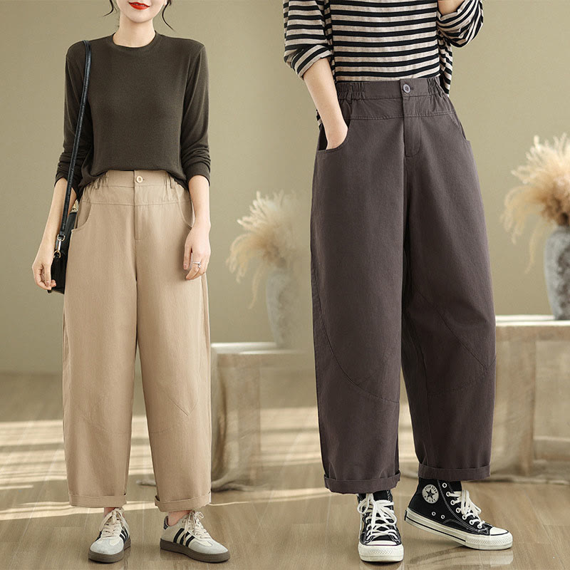 Breathable Cotton-Blend Slim Harem Pants for Daily Meditation and Movement