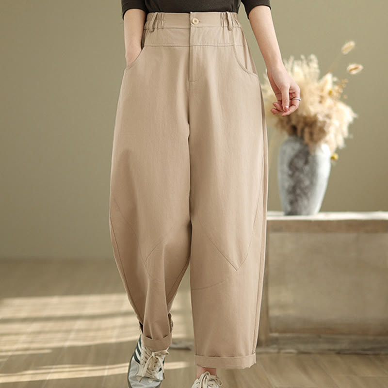 Breathable Cotton-Blend Slim Harem Pants for Daily Meditation and Movement