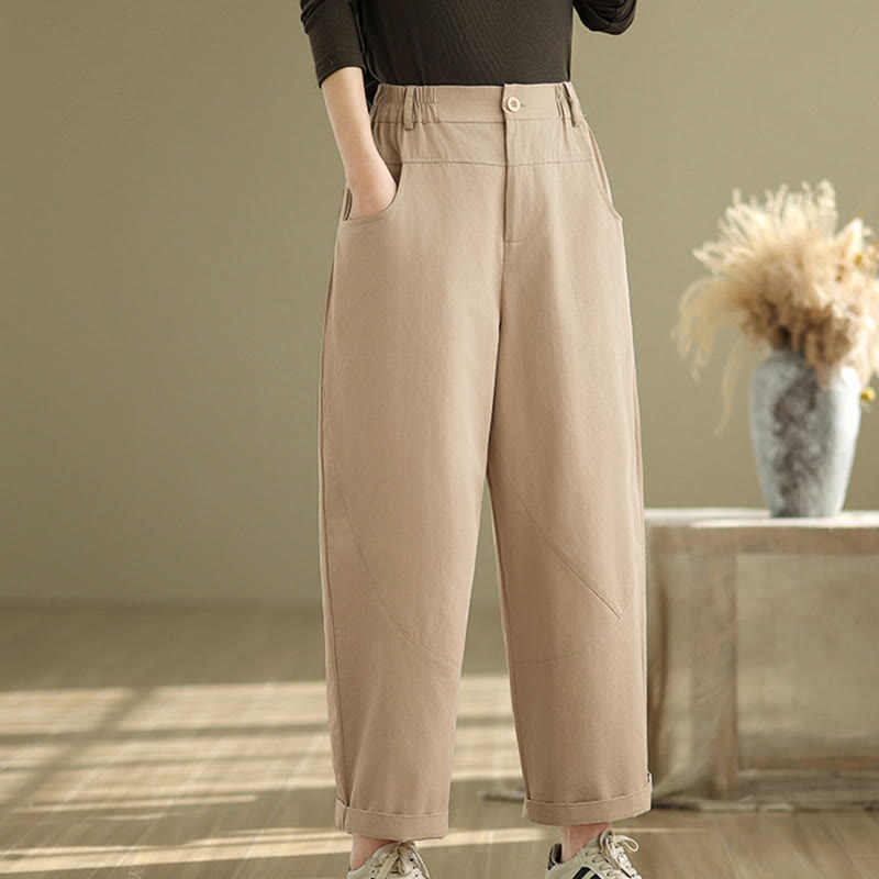 Breathable Cotton-Blend Slim Harem Pants for Daily Meditation and Movement