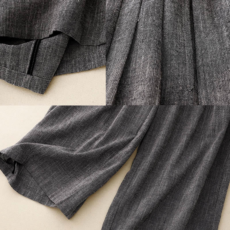 Casual Textured Fabrics Women's Polyester Wide Leg Pants With Pockets