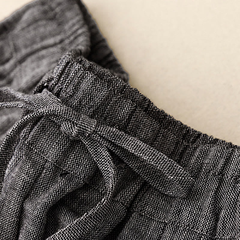 Casual Textured Fabrics Women's Polyester Wide Leg Pants With Pockets