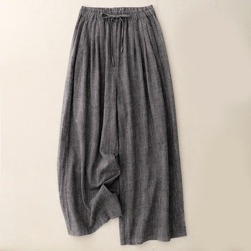 Casual Textured Fabrics Women's Polyester Wide Leg Pants With Pockets