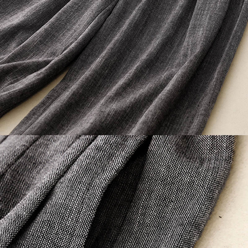 Casual Textured Fabrics Women's Polyester Wide Leg Pants With Pockets