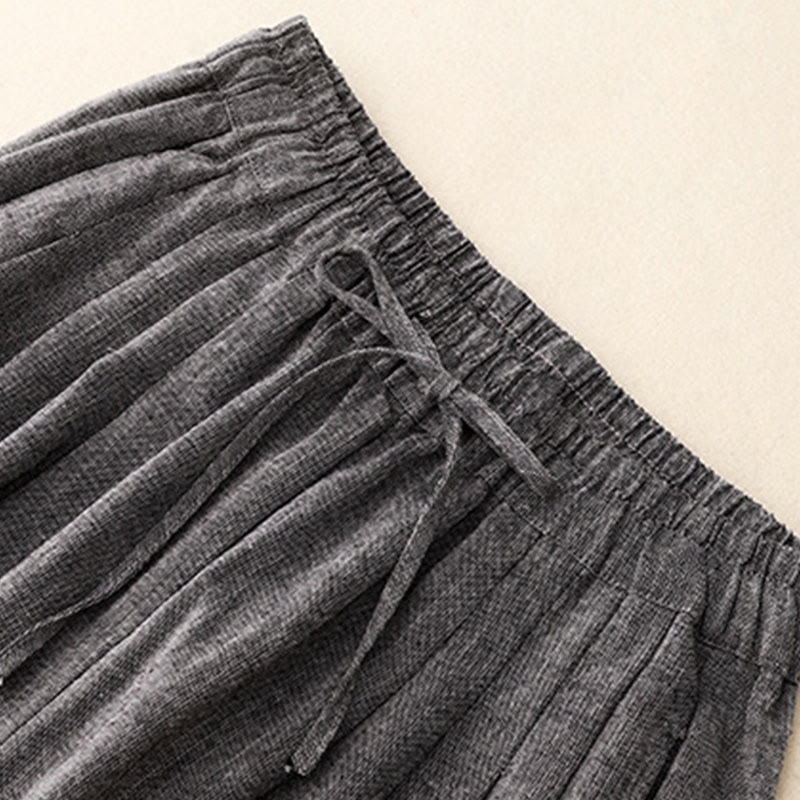 Casual Textured Fabrics Women's Polyester Wide Leg Pants With Pockets