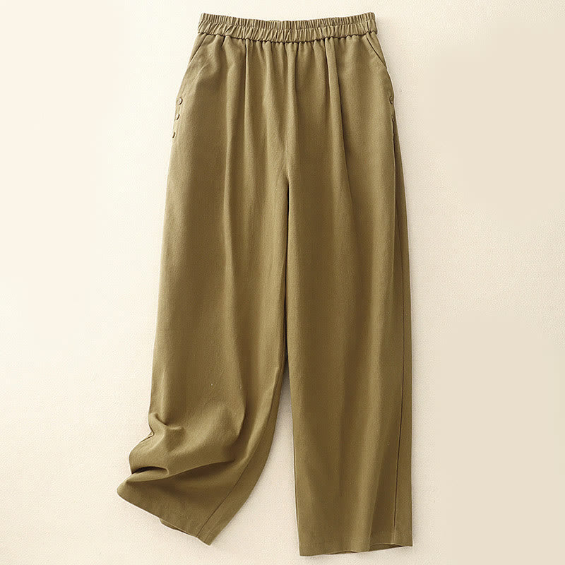 Cotton-Blend Straight-Leg Daily Grounding Trousers