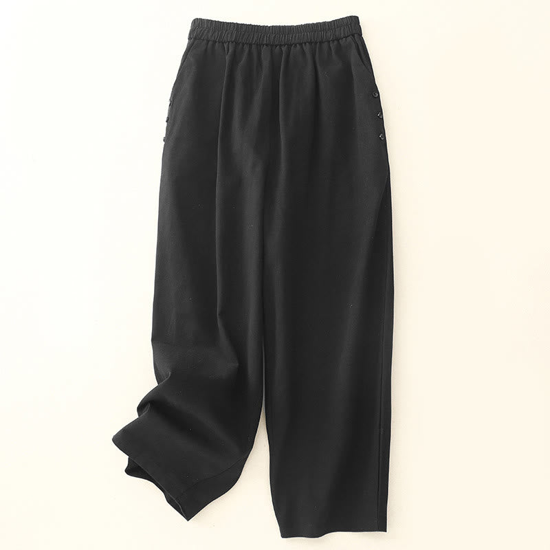 Cotton-Blend Straight-Leg Daily Grounding Trousers