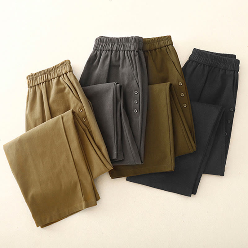 Cotton-Blend Straight-Leg Daily Grounding Trousers