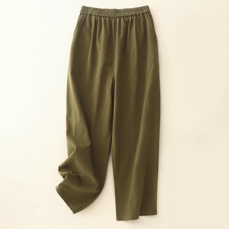 Cotton-Blend Straight-Leg Daily Grounding Trousers