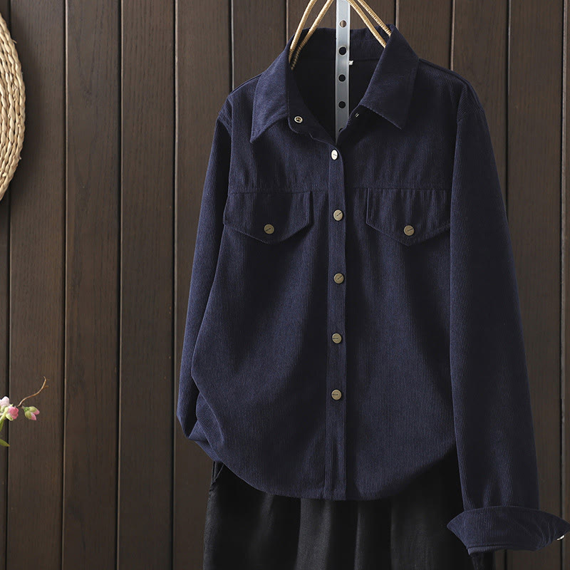 Tactile Cotton Corduroy Minimalist Commute Shirt