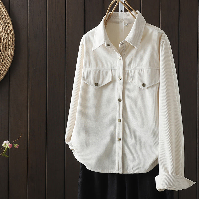 Tactile Cotton Corduroy Minimalist Commute Shirt