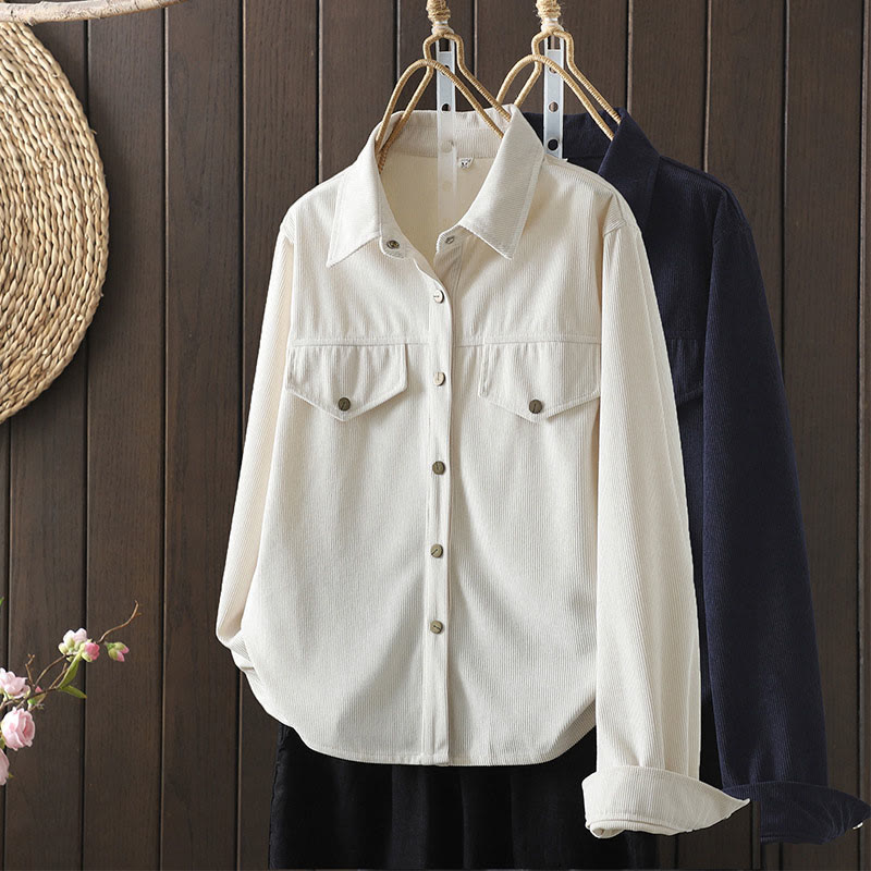 Tactile Cotton Corduroy Minimalist Commute Shirt