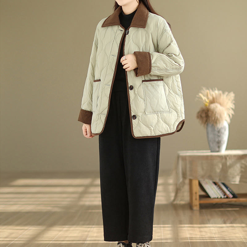 Breathable Cotton Lapel Long Sleeve Jacket with Functional Pockets