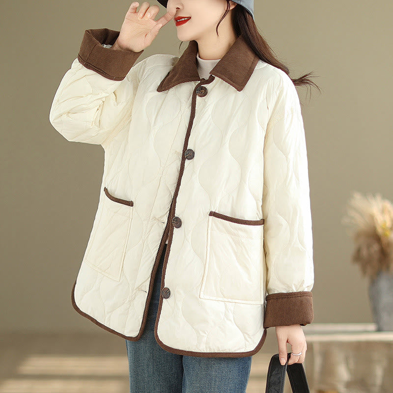 Breathable Cotton Lapel Long Sleeve Jacket with Functional Pockets