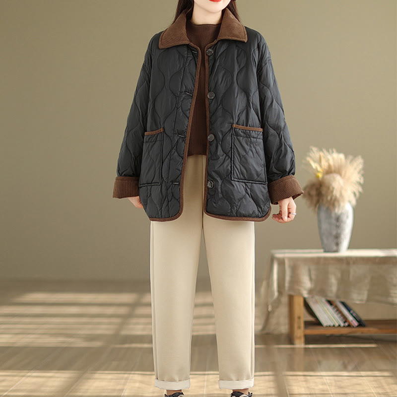 Breathable Cotton Lapel Long Sleeve Jacket with Functional Pockets