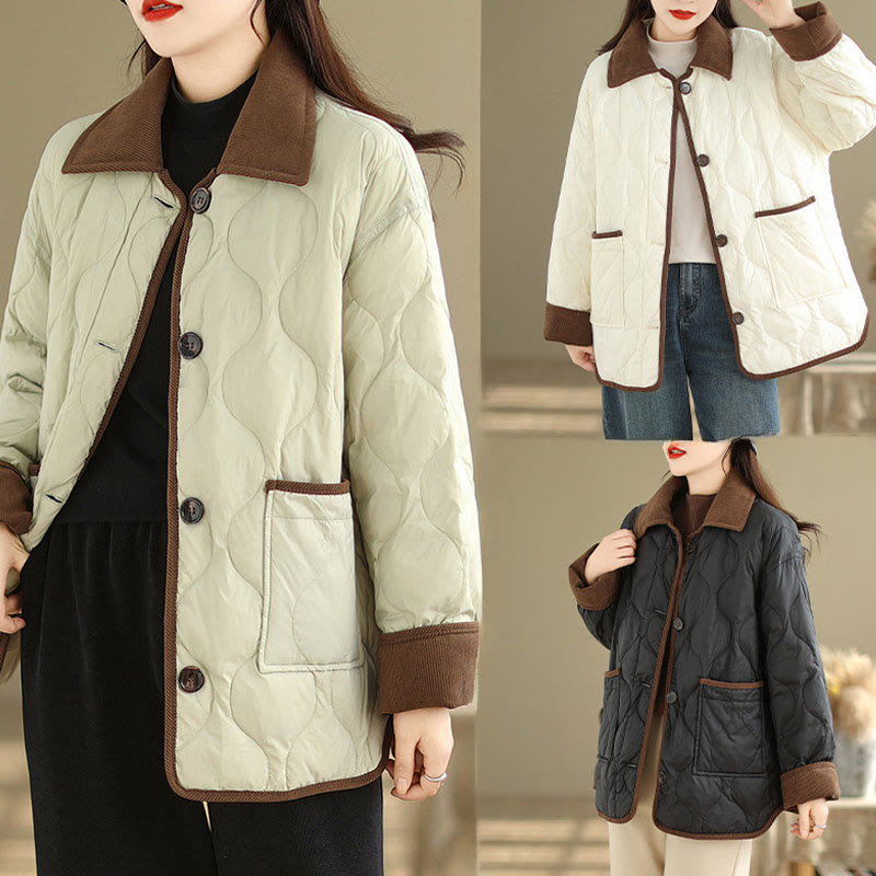 Breathable Cotton Lapel Long Sleeve Jacket with Functional Pockets