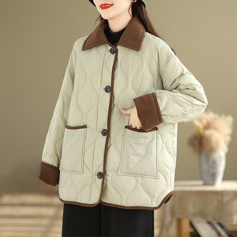 Breathable Cotton Lapel Long Sleeve Jacket with Functional Pockets