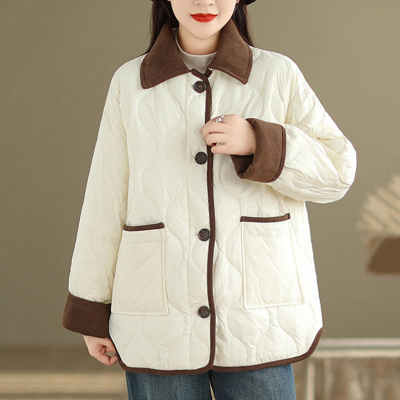 Breathable Cotton Lapel Long Sleeve Jacket with Functional Pockets