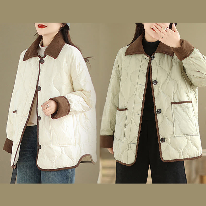 Breathable Cotton Lapel Long Sleeve Jacket with Functional Pockets