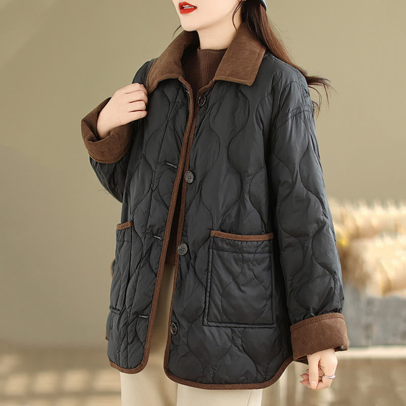 Breathable Cotton Lapel Long Sleeve Jacket with Functional Pockets